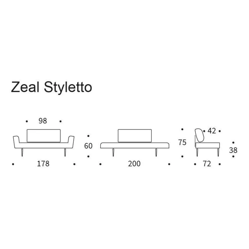 Zeal Styletto Schlafsofa Cord 200x72cm